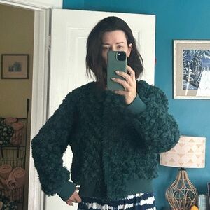 Anthropologie Dark Green Teddy Jacket